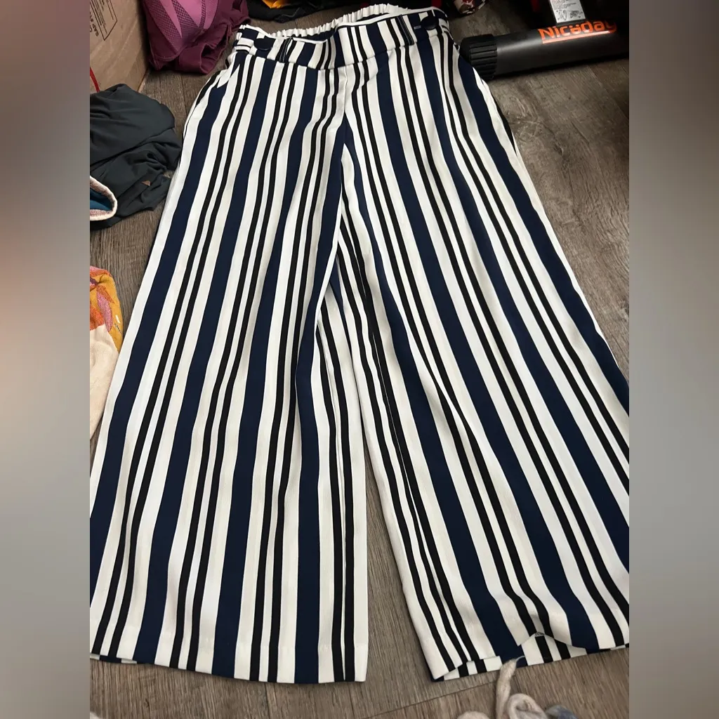 Carolina Belle navy Striped Wide-Leg Pants size small - Image 6