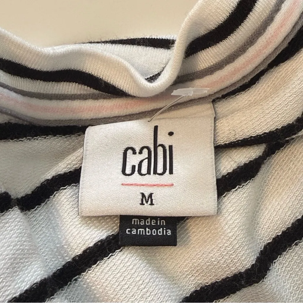 Cabi Relaxed Game Day Sweatshirt in French Terry Black & White Stripes Sz Medium - Image 5
