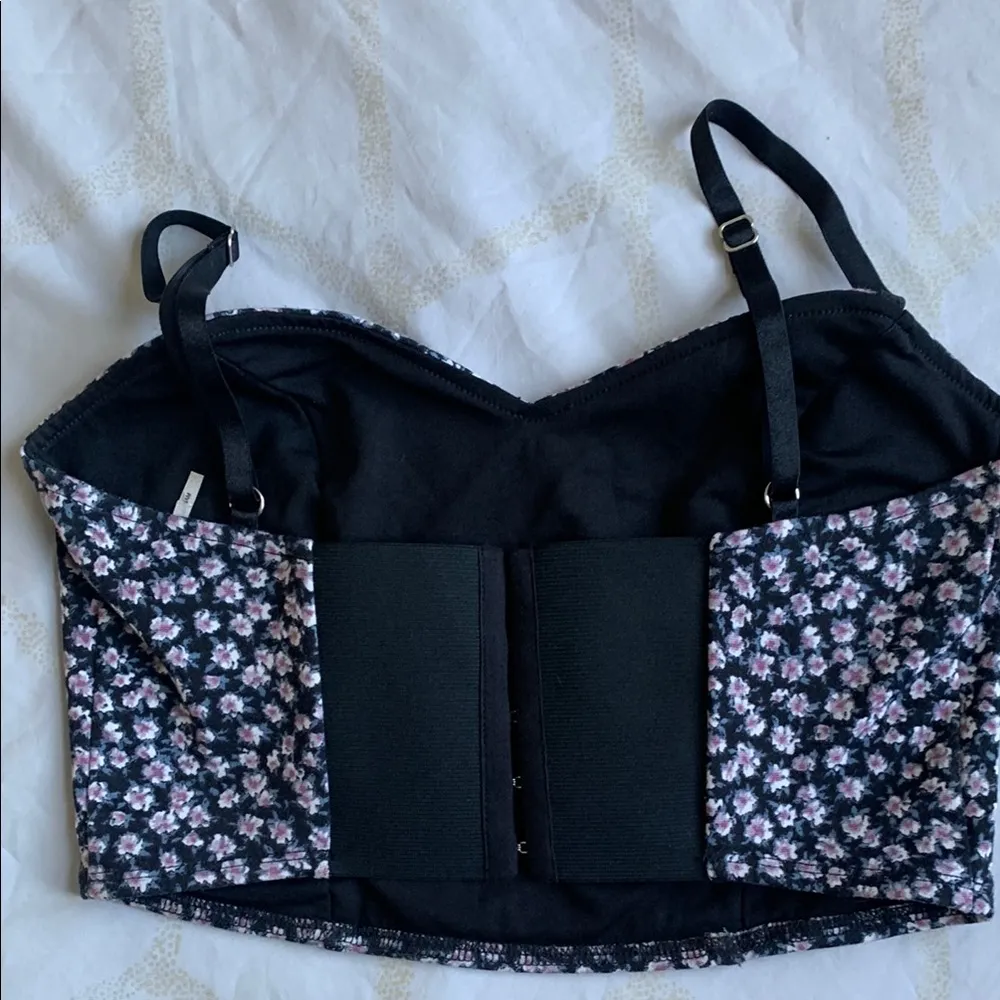 Kimchi Blue Black Floral Crop Top - Image 2