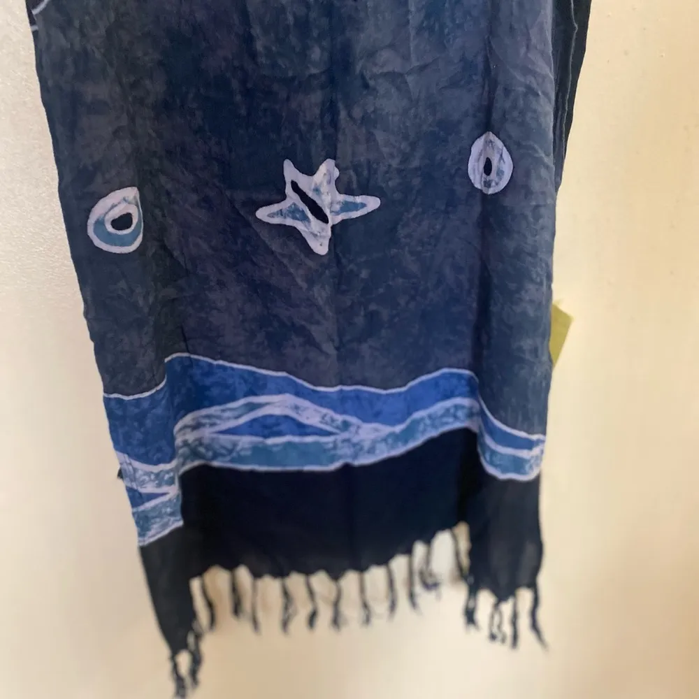 Blue Scarf By Curious Designs 64” L X 22” W Blue Wave Star Ocean Print Beachy - Image 3
