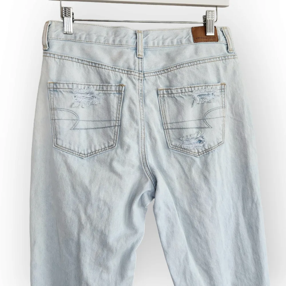 American Eagle Light Wash Ripped High Waisted Mom Jeans 4 - Image 6