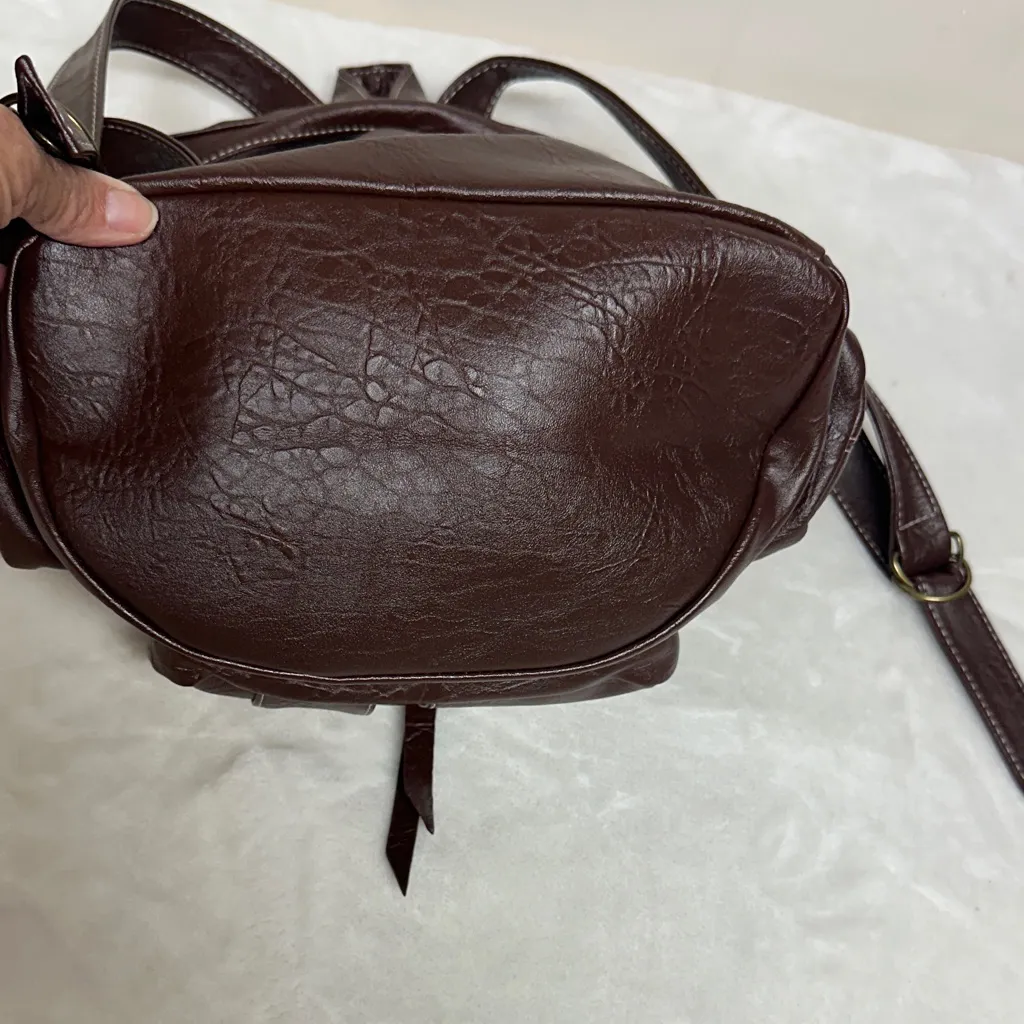 Vintage Yongle Drawstring Backpack with many pockets unisex Brown - Image 4