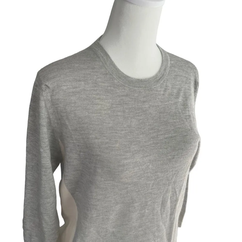 Maus & Hoffman Gray Cream Cashmere Silk 3/4 Sleeve Sweater Top L Size L - Image 3