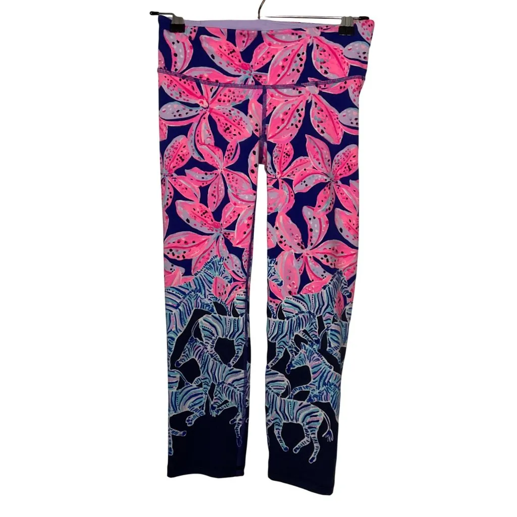 Lilly Pulitzer Luxletic Jolena Weekender copped Leggings XS  Purple Floral UPF 5 - Image 9