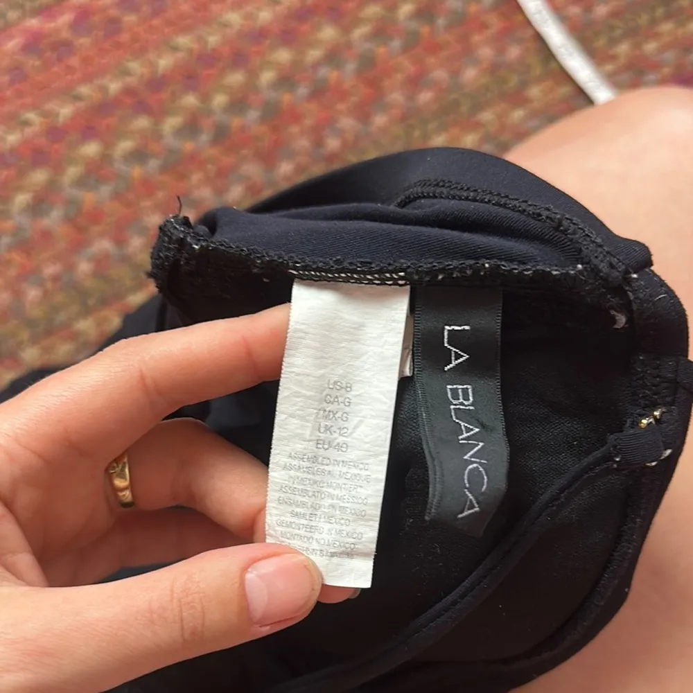 LA BLANCA BLACK RUCHED ONE PIECE MODEST BIKINI HALTER STRAPLESS - Image 2