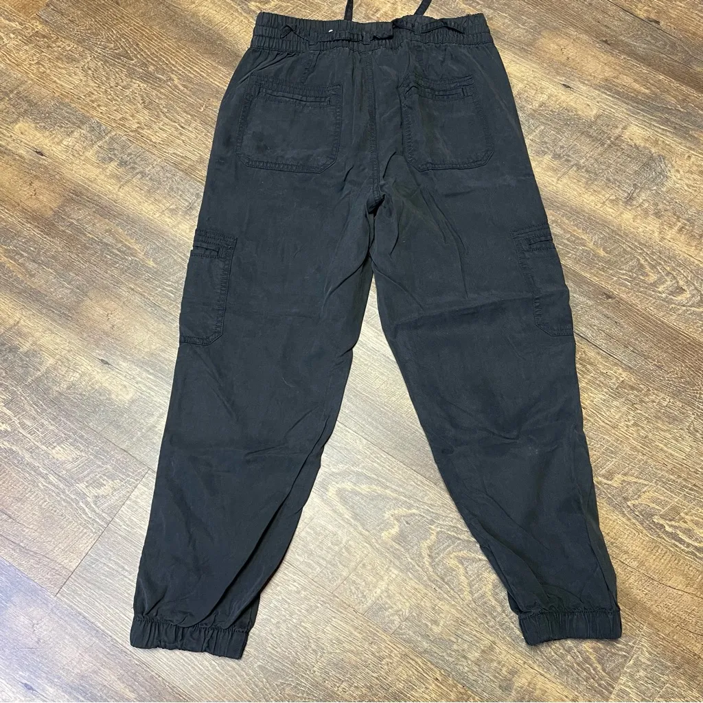 American Eagle Lyocell Baggy Jogger Cargo Pants High Rise Womens Small Black - Image 7