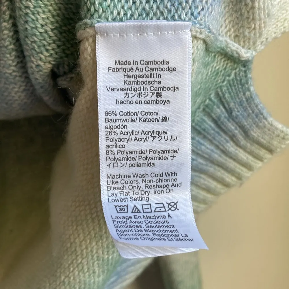 J. Crew Factory Space-dyed crewneck sweater (Sz XL) Blue & Green Ombré Cotton - Image 6