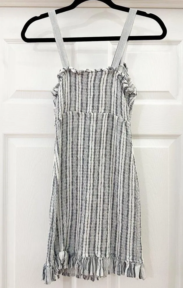 Sincerely Jules Striped Smocked Ruffle Hem Coastal Bodycon Mini Dress sz XS - Image 8