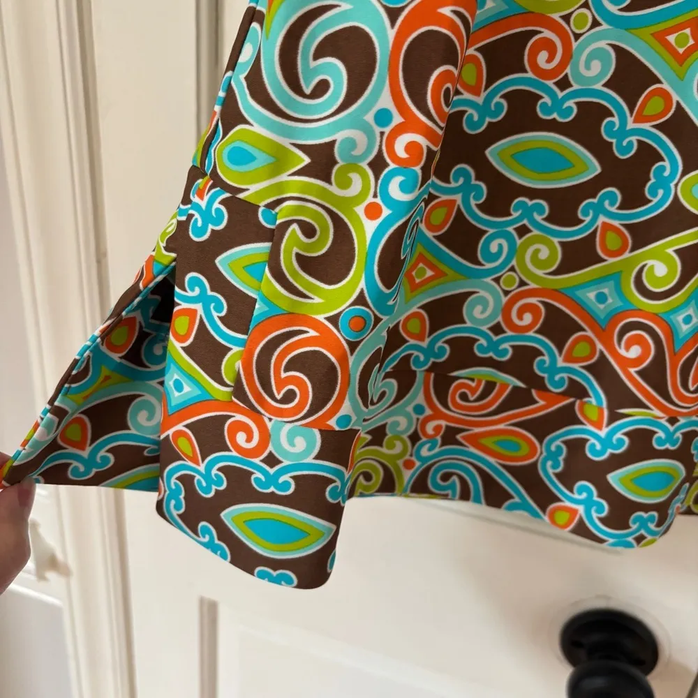 Jude Connally Megan Dress Jude Cloth Size Medium Retro 60s Print 70s Made in USA Blue - Image 5