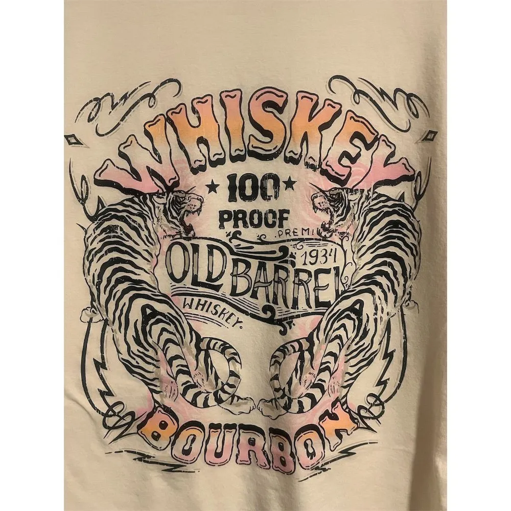 Charlotte Russe T-Shirt Women's XS Beige Whiskey Graphic Tee Short Sleeve NEW - Image 5