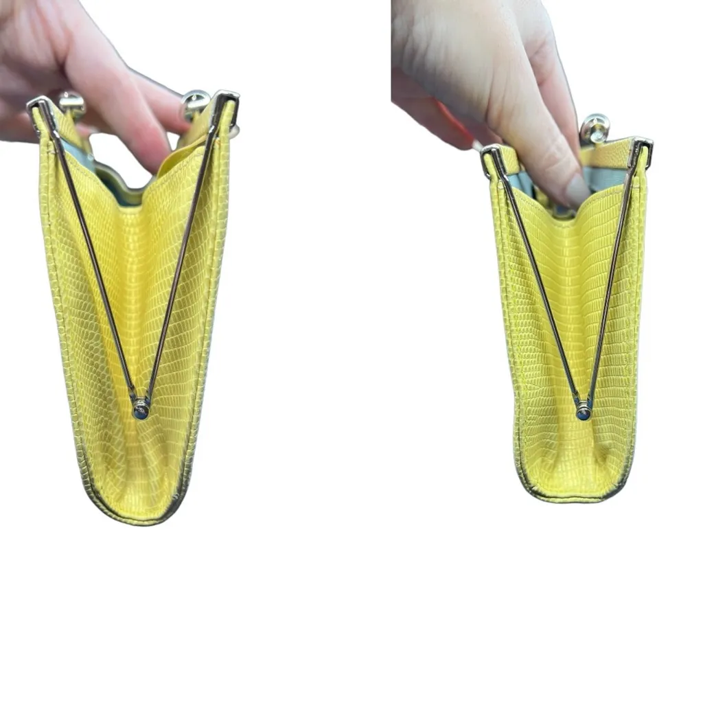 Cole Haan Embossed Snake Print Leather Kiss-lock Clutch Buttercream - Image 5