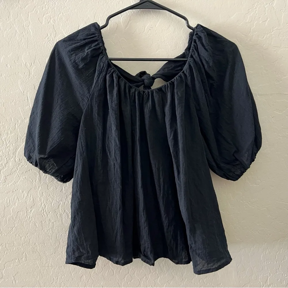Old Navy Puff-Sleeve Cutout Tie-Back Swing Blouse - Image 2