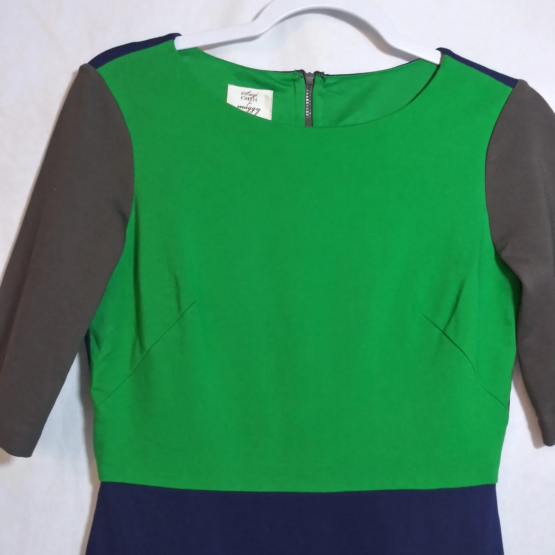 Suzi Chinn for Maggy Boutique Colorblock Ponte Dress Size 2 Green - Image 8