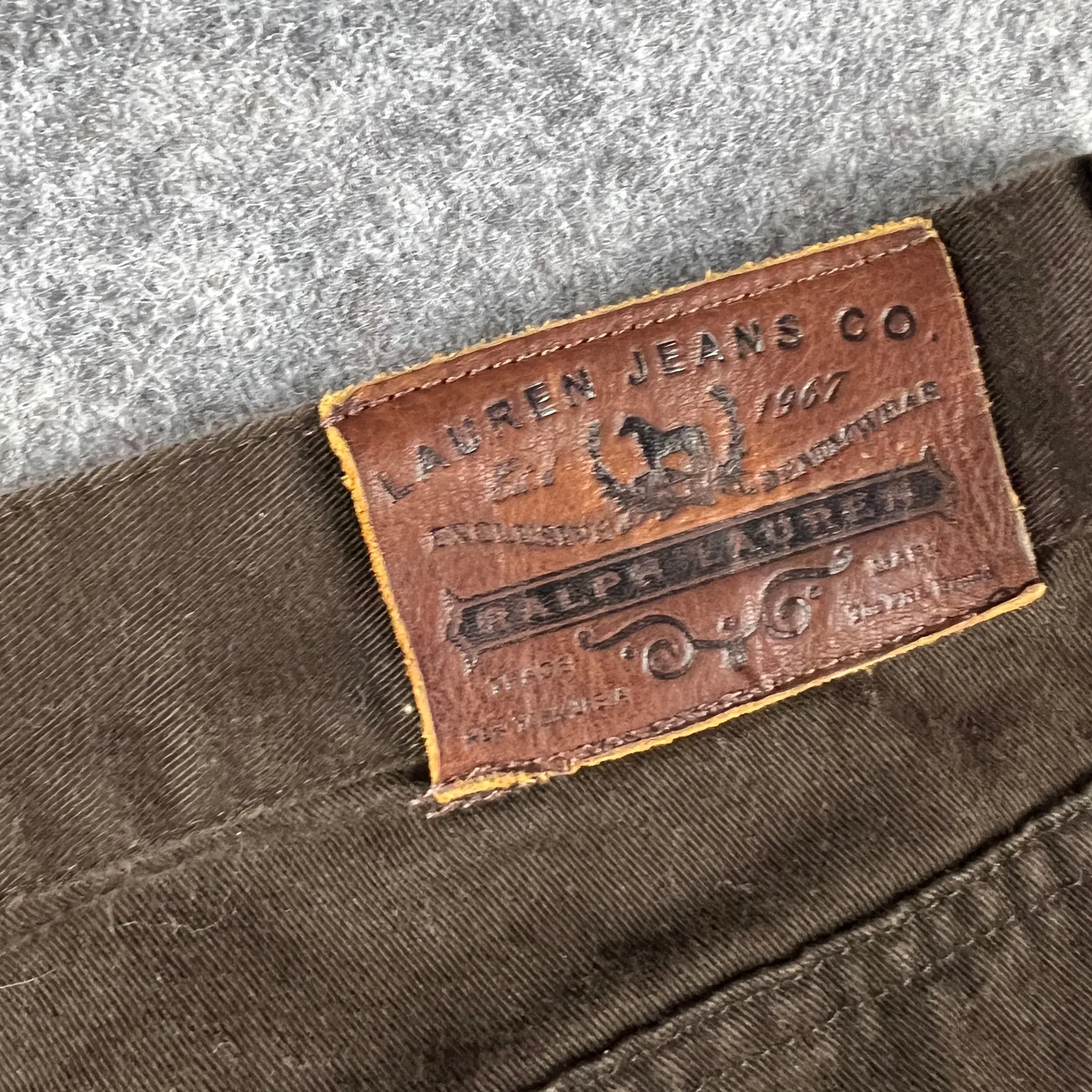 Green‎ Label Lauren Jeans Company Ralph Lauren Dark Brown Cropped Jeans 10P Y2K - Image 4