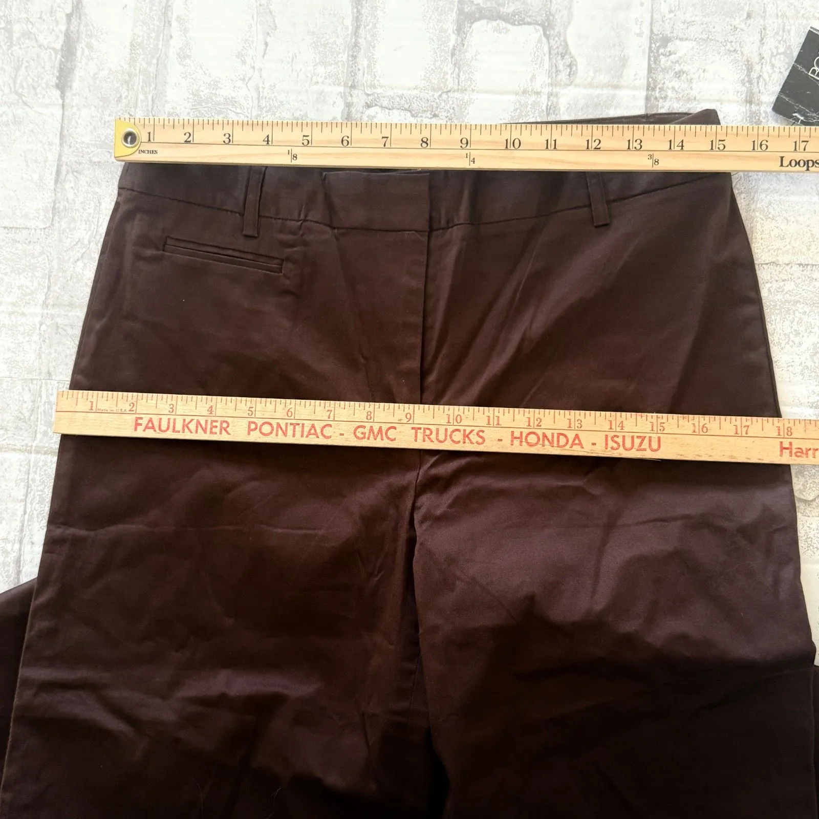 NWT BCBG Brown Twill Mid Rise Wide Leg Cotton Pants Y2K Minimalist Style Sz 8 - Image 7