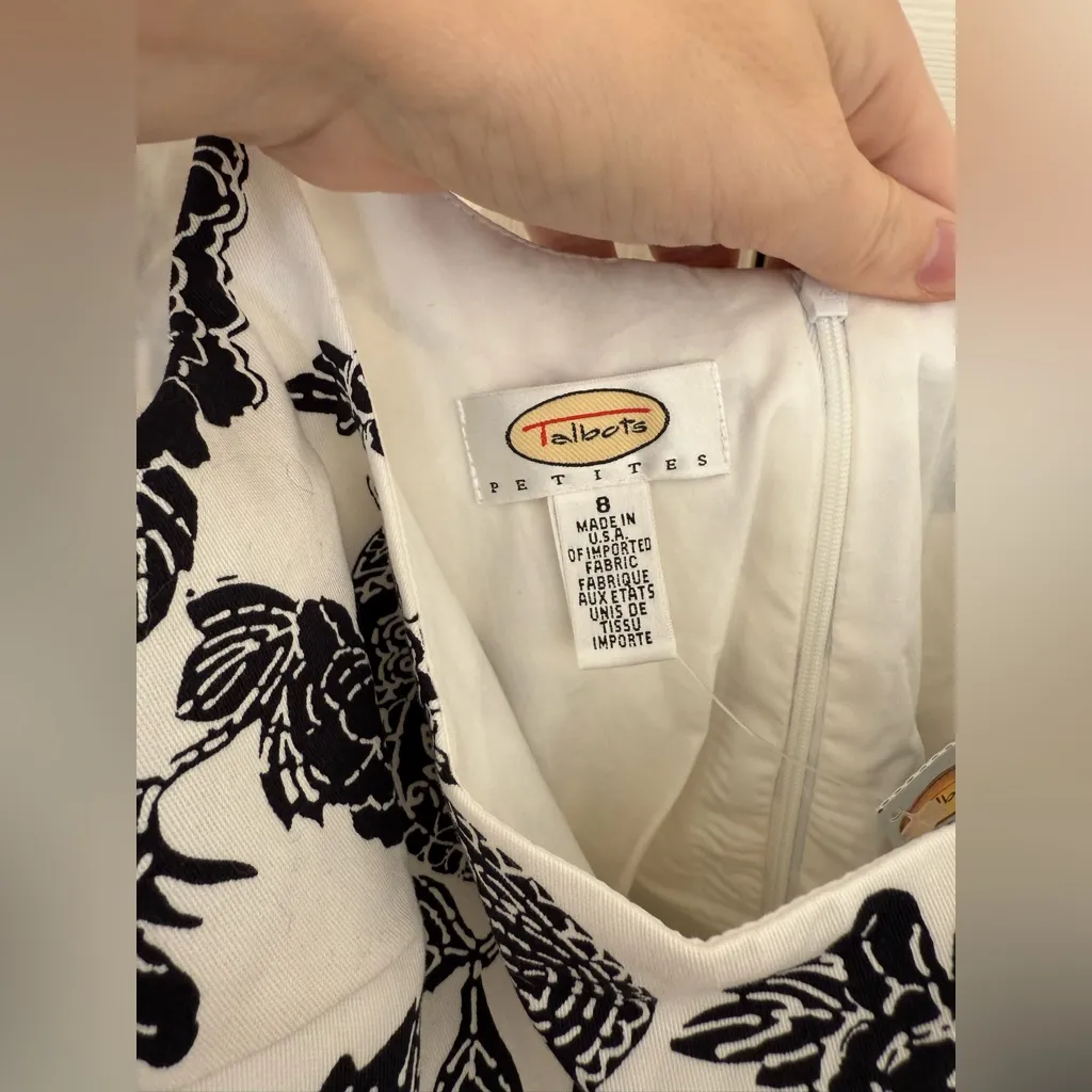 NWT Vintage 90's Talbots White & Navy Paisley Spaghetti Strap Mini Dress 8P - Image 5