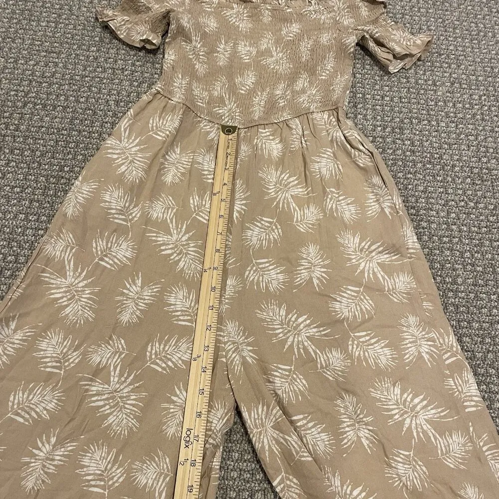 NWT Francescas Jumpsuit Womens Sz M Susanna Palm Tan White Floral Pants Stretch Size M - Image 10