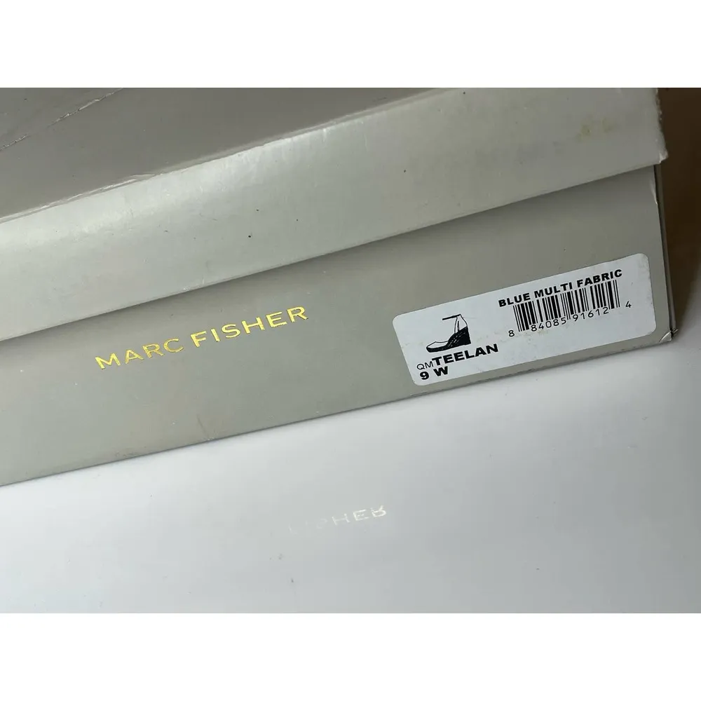 Marc Fisher Teelan Canvas Tie Dye SHOES 9W Ankle Strap Espadrille Wedge SANDALS - Image 6