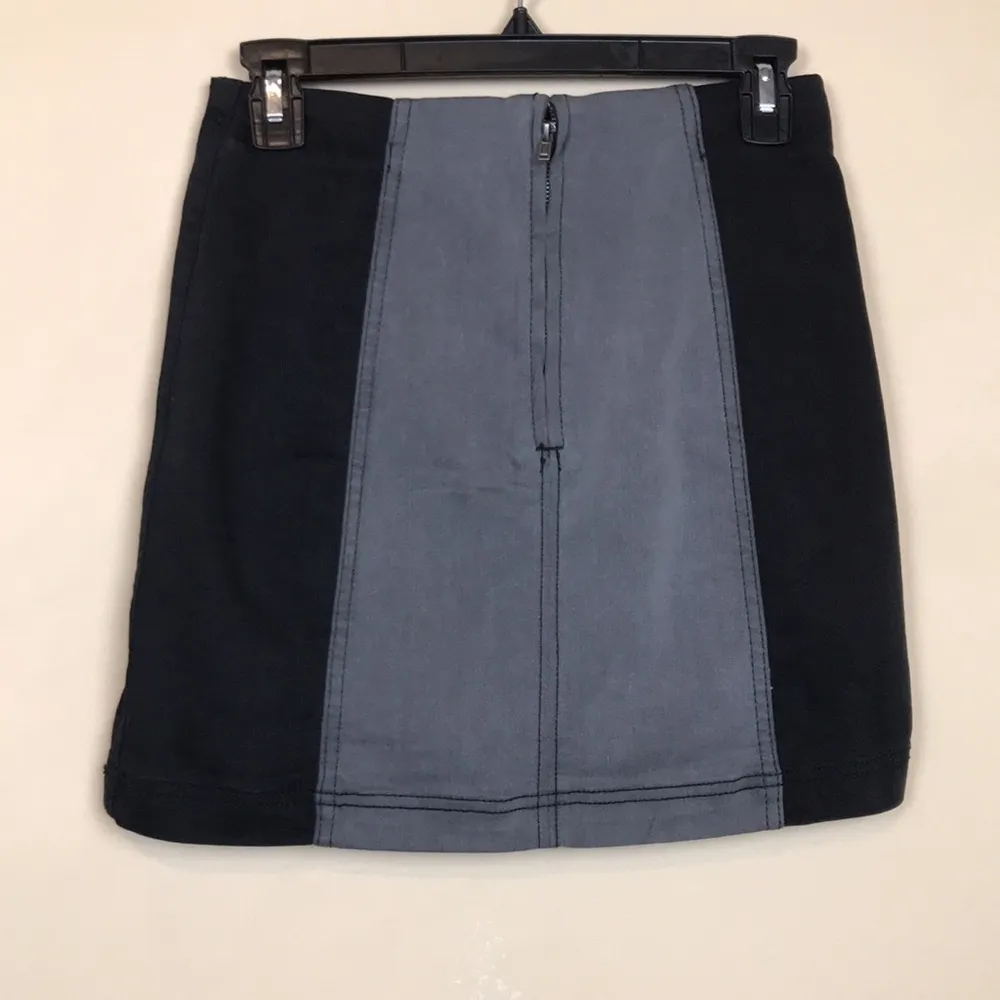 Free People Women’s Color Block Denim Black Gray A-Line Mini Skirt - Image 4