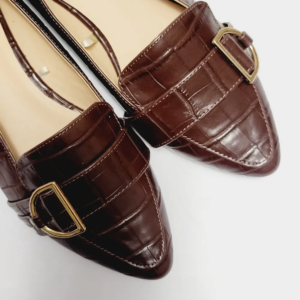 Ann Taylor Factory brown croco pointed toe flats size 6 - Image 2