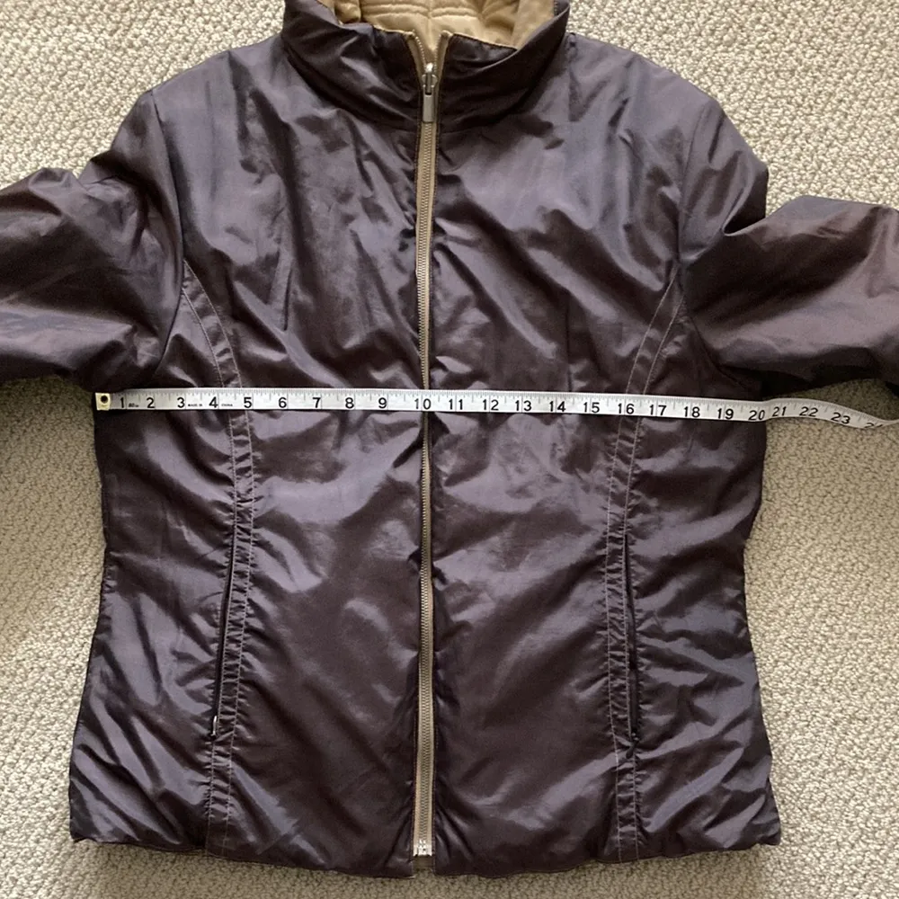 Anne Klein Sport Brown Reversible Down Waterfowl Feather Jacket Full Zip Medium - Image 6