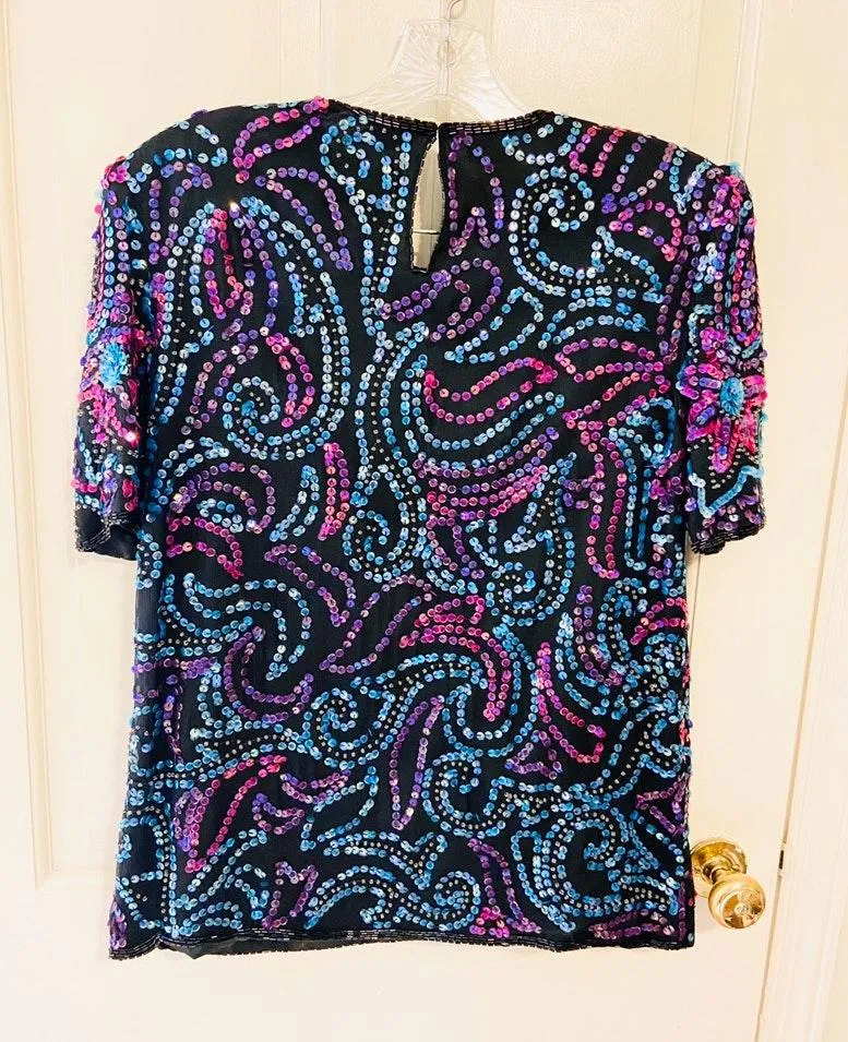 Black Sequin Dressy Top - Image 2