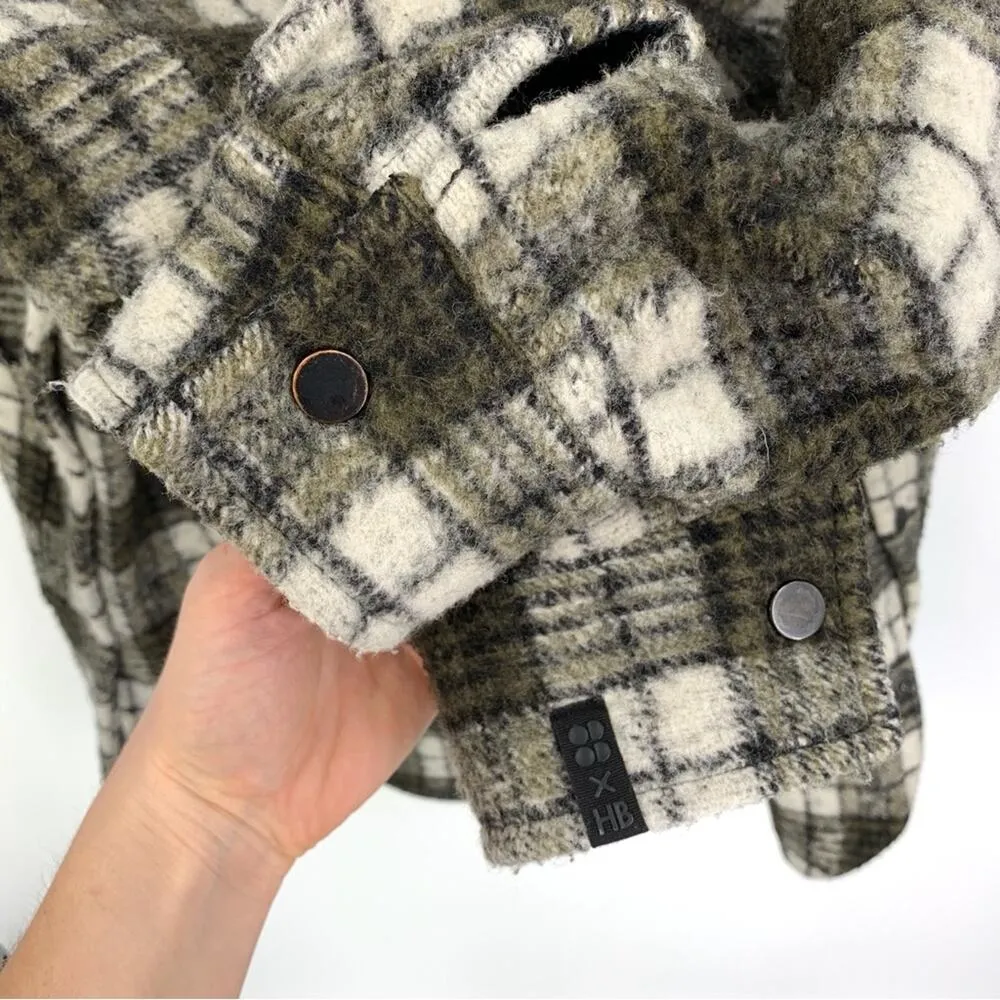HALLE BERRY x Sweaty Betty Rhea Overshirt Plaid Jacket Green Black Cream 14 (XL) - Image 7