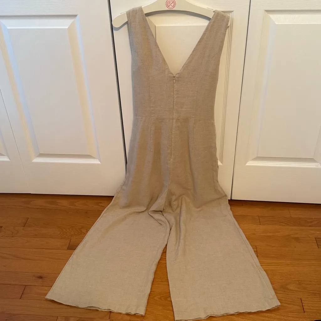 Anthropologie Maeve Getaway Linen Blend Tie Front Jumpsuit - Image 3