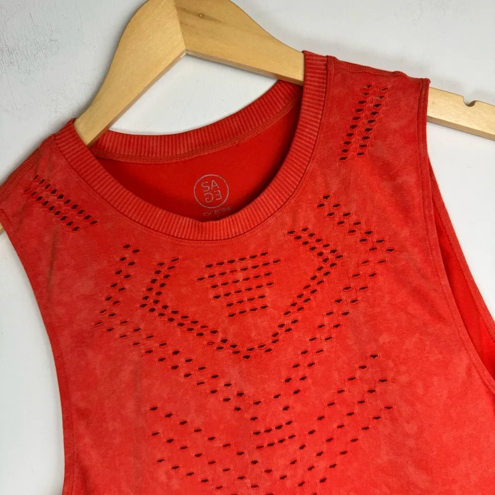 Sage Collective Cutout Tank Sz Small Mineral Wash Athletic Casual Top - Image 4