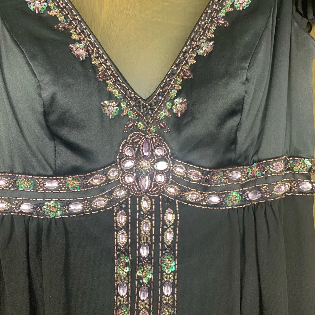 Sue Wong size 4 small Black Nocturne mini silk beaded y2k Dress party dance lbd - Image 4