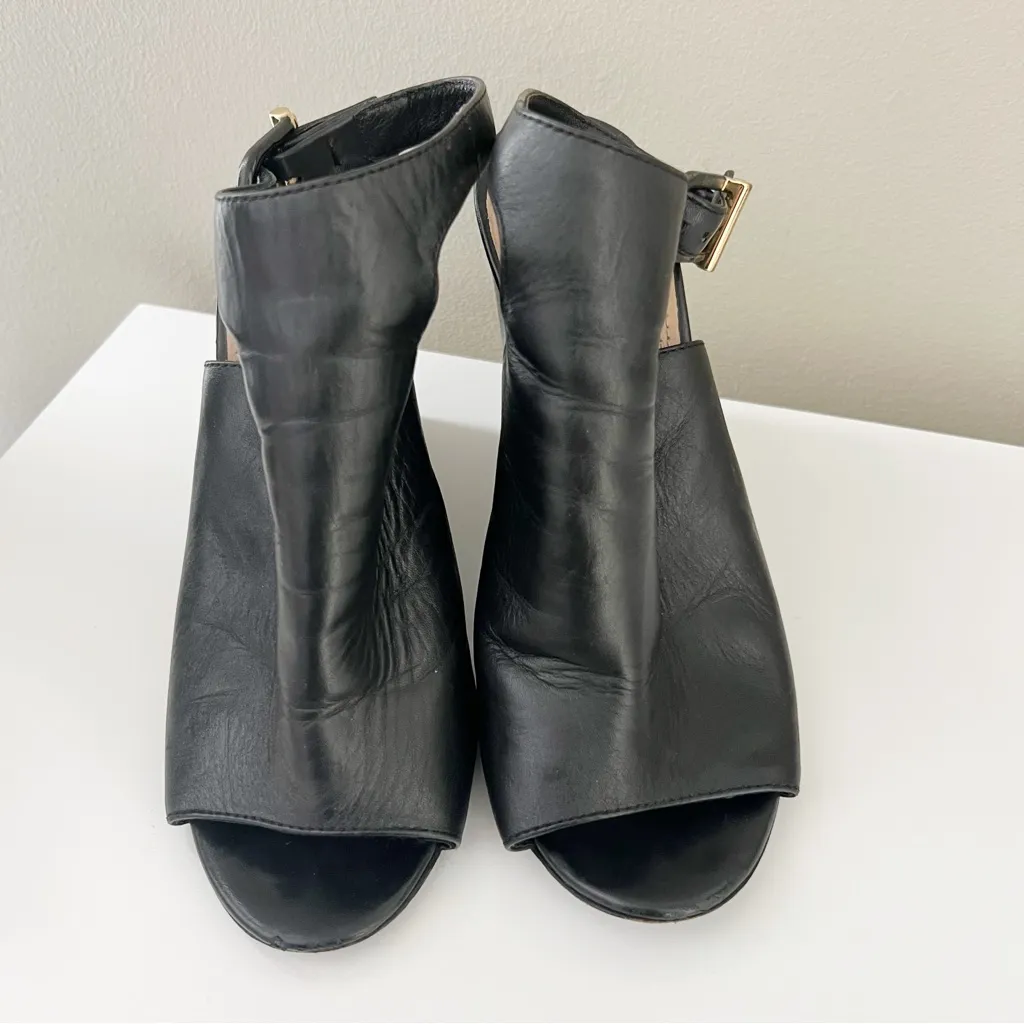 Tory Burch Grove Open Toe Leather Bootie Black Size 7 - Image 4