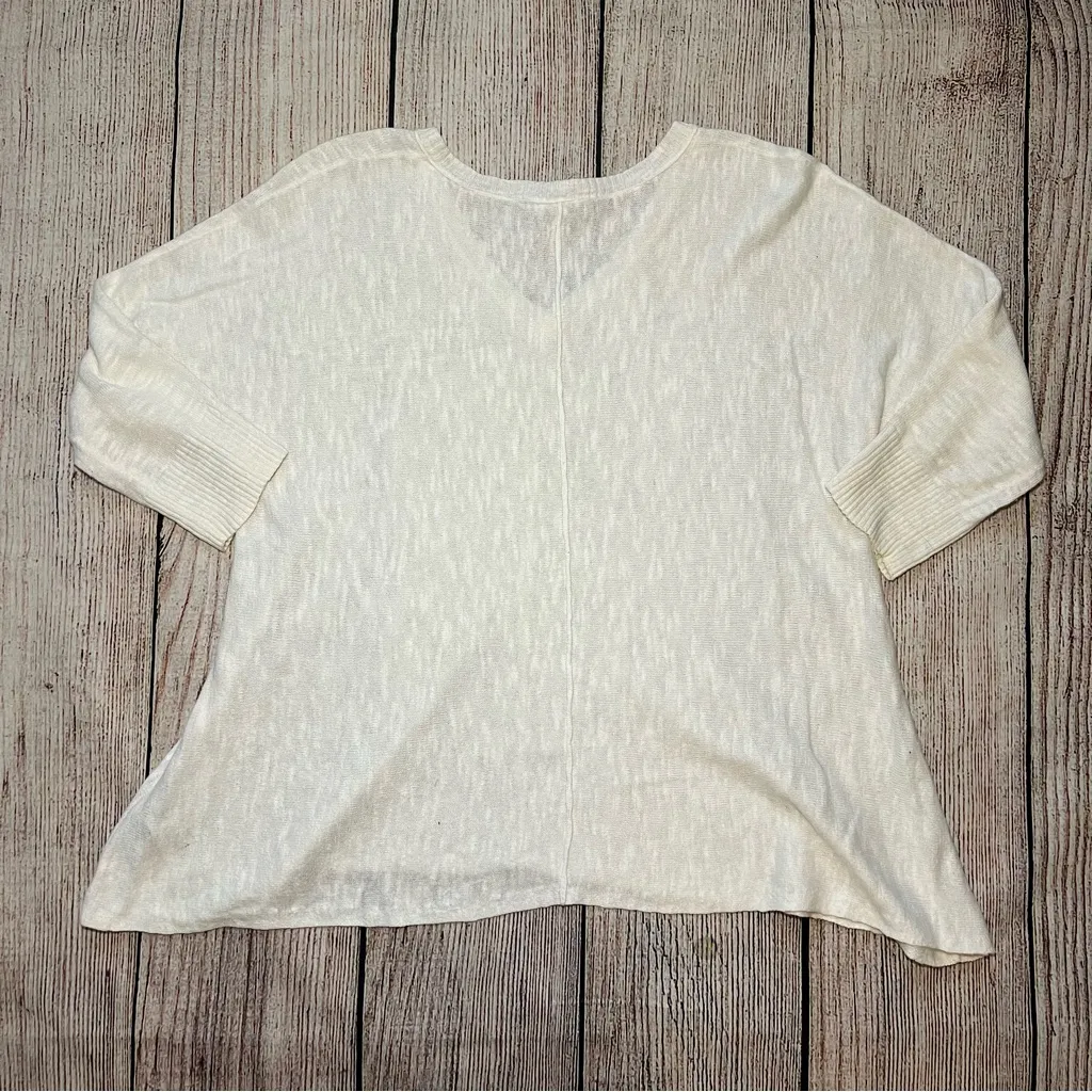 Eileen Fisher Organic Linen Slub V-Neck Blouse Top Womens Petite Small Oversized - Image 6