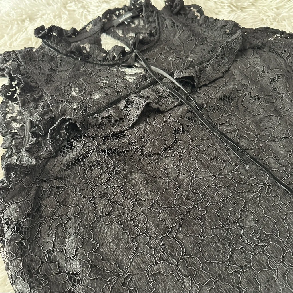 Ambiance Black Lace Mock Neck Date Night Top Large - Image 11