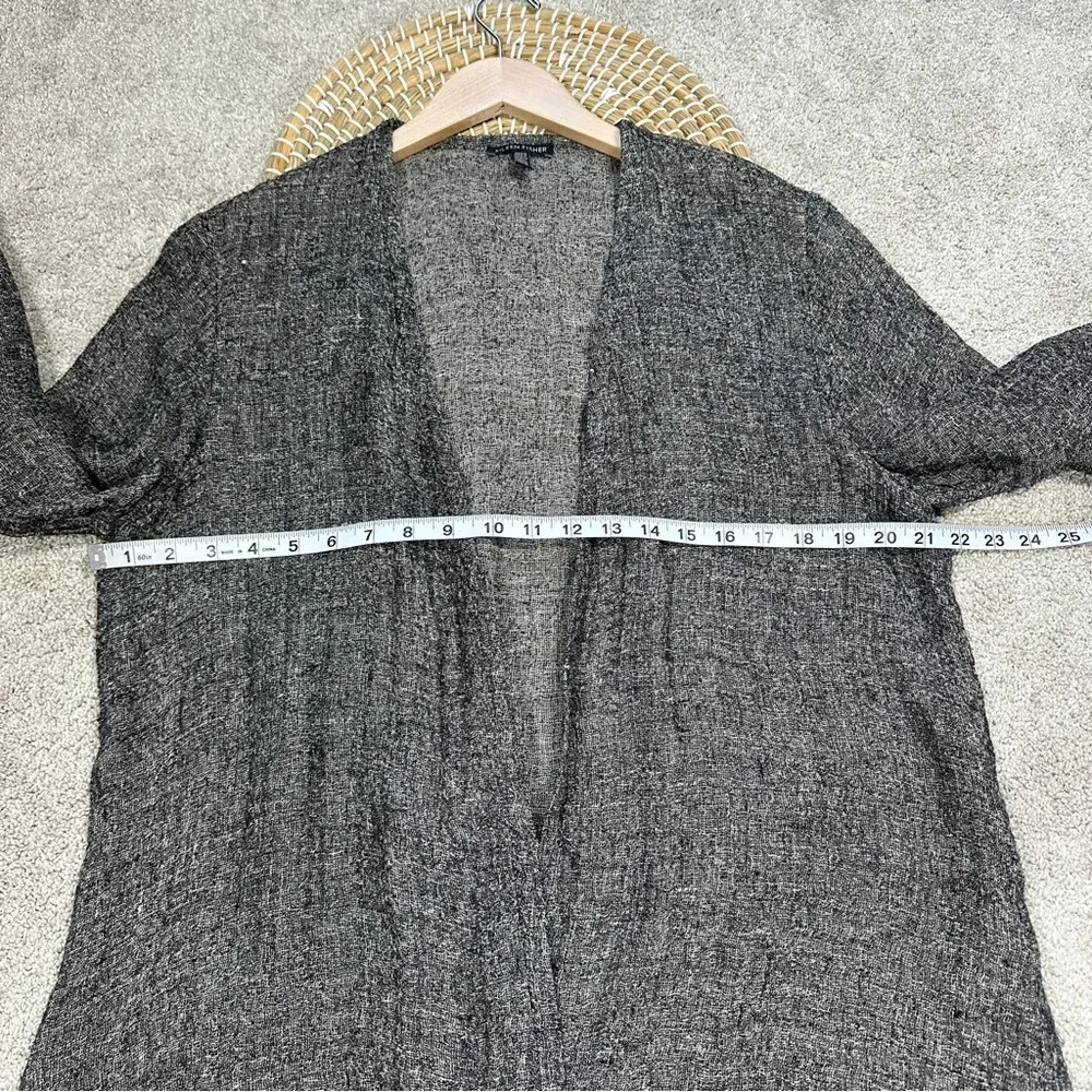 Eileen Fisher Organic Linen Blend Longsleeve Open Front Long Cardigan Knit M - Image 14