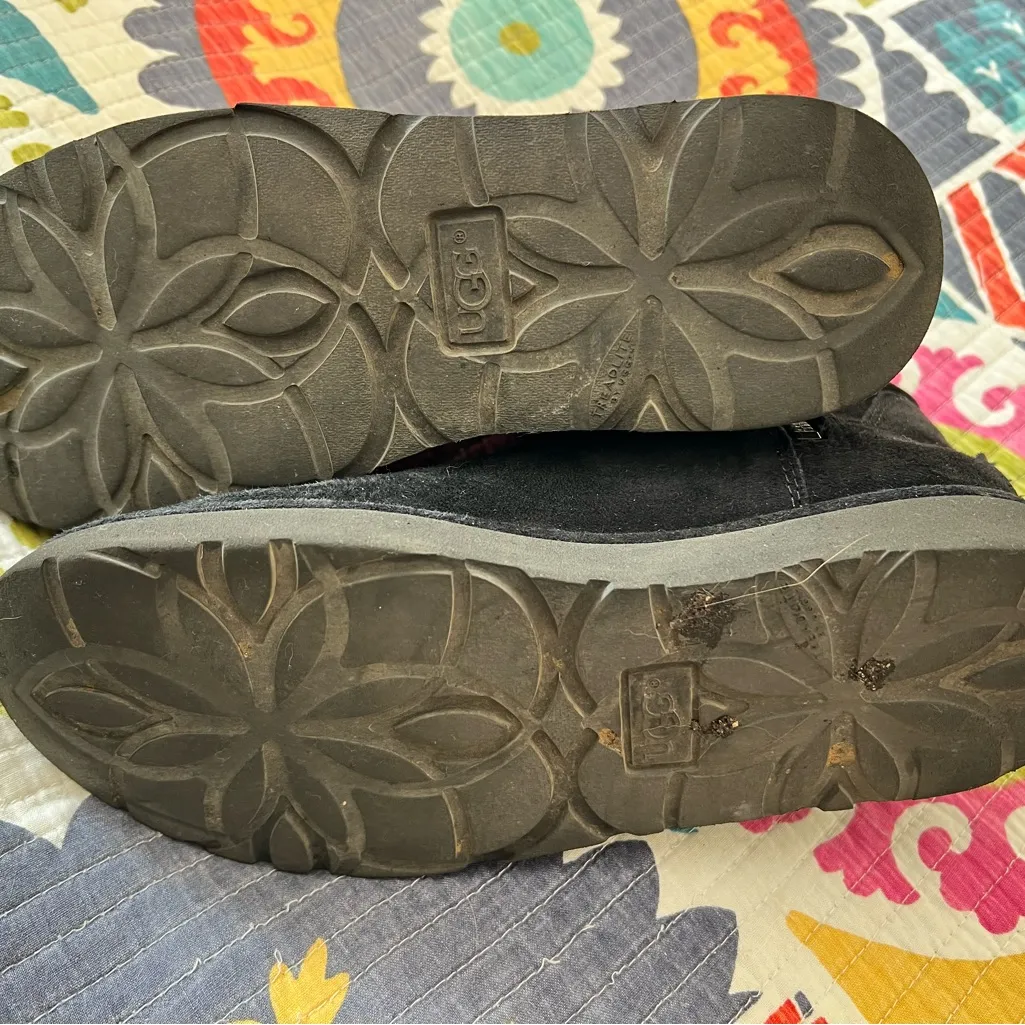 UGG Abree Zippered Mini Ankle Black Boots Shearling Suede Women’s Size: 6 - Image 7