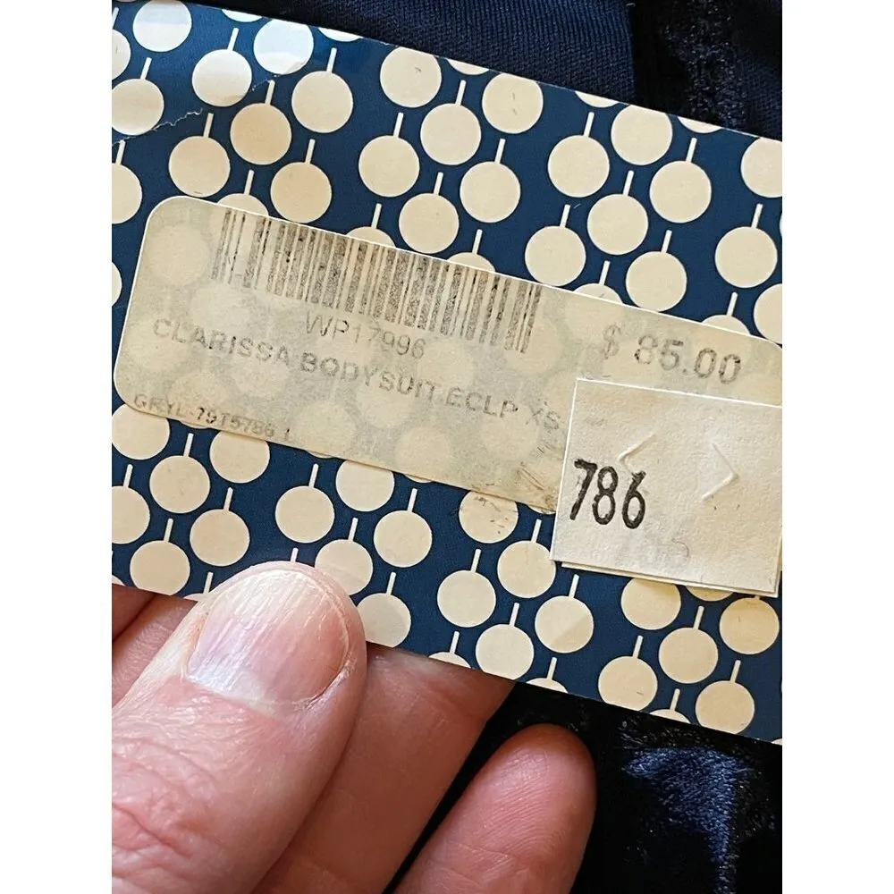 Greylin Navy Blue Velvet‎ Spaghetti Strap Halter Neckline Clarissa Bodysuit XS - Image 12