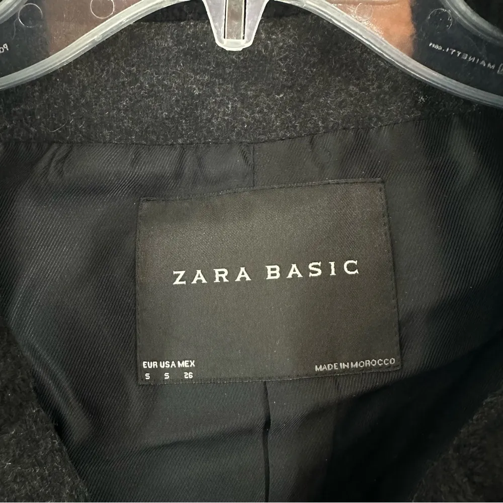 Zara Basic Peacoat Button Wool Blend Womans Small Black - Image 3