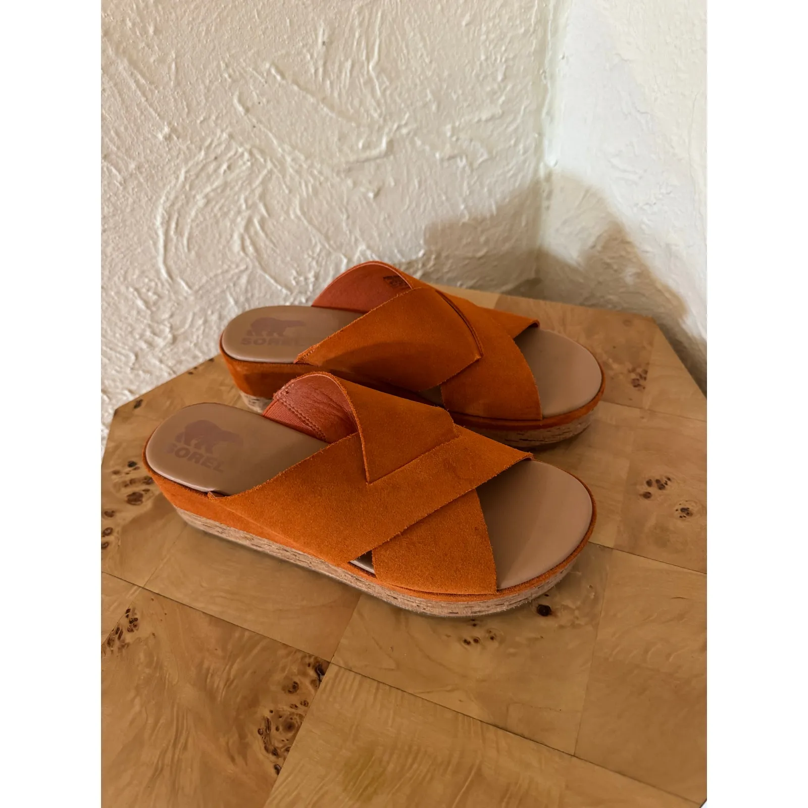 Sorel  Cameron Flatform Orange Mule Wedge Sandals Size 9 - Image 3
