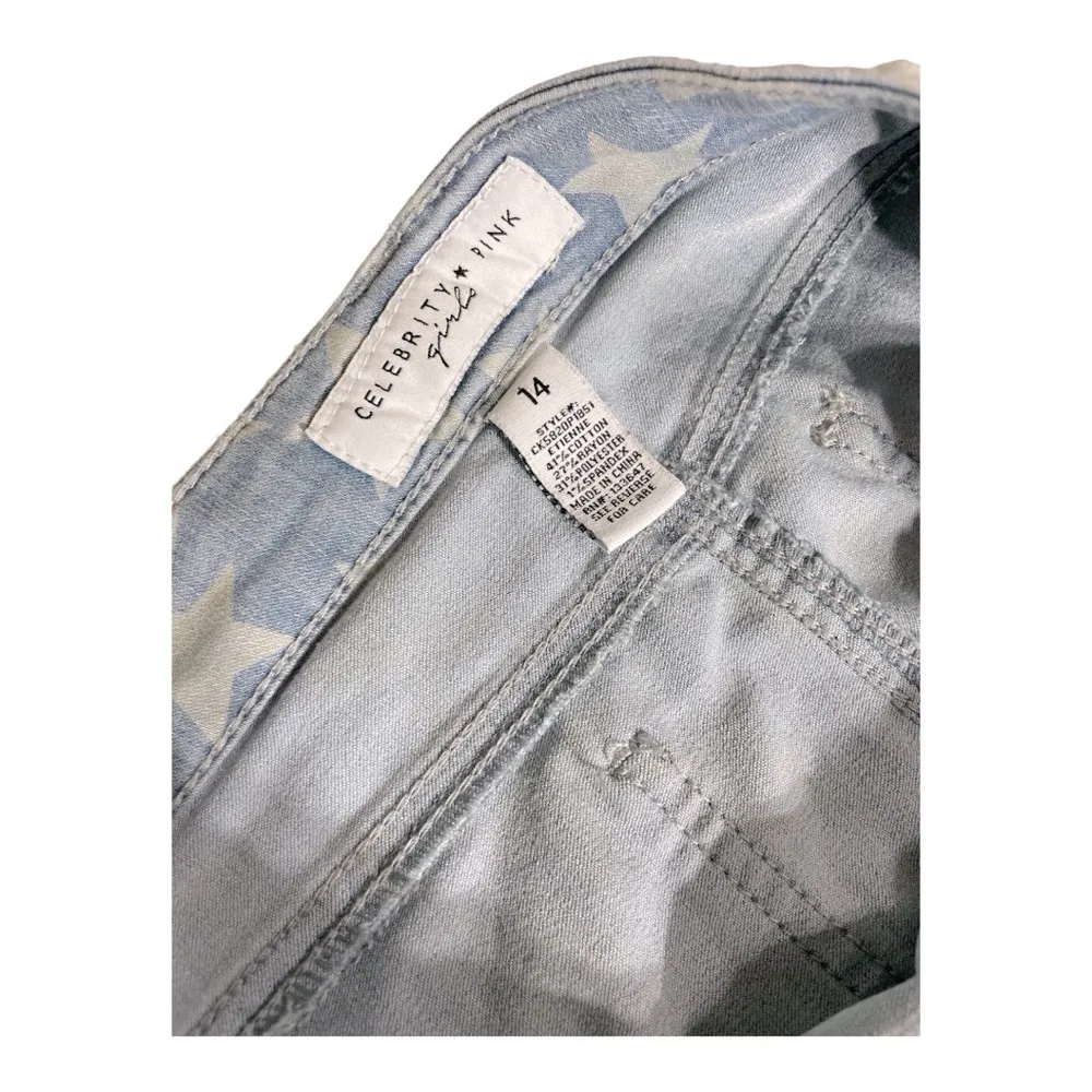 Celebrity Pink Girls Blue and Star Jeans size 14. Stretch - Image 6