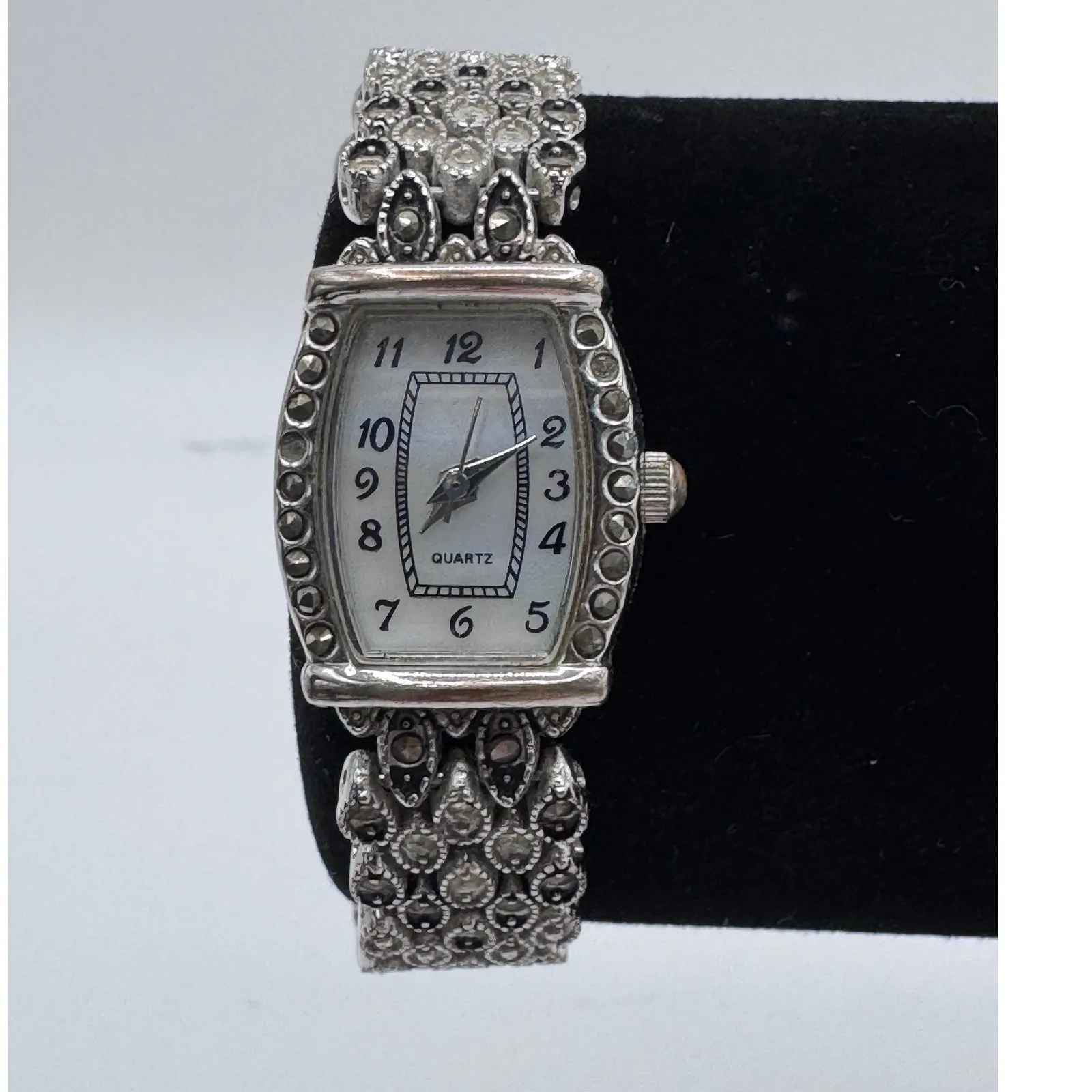 Miz Berger Women's Marcasite Style Quartz Bracelet Watch Silver Tone - Image 2