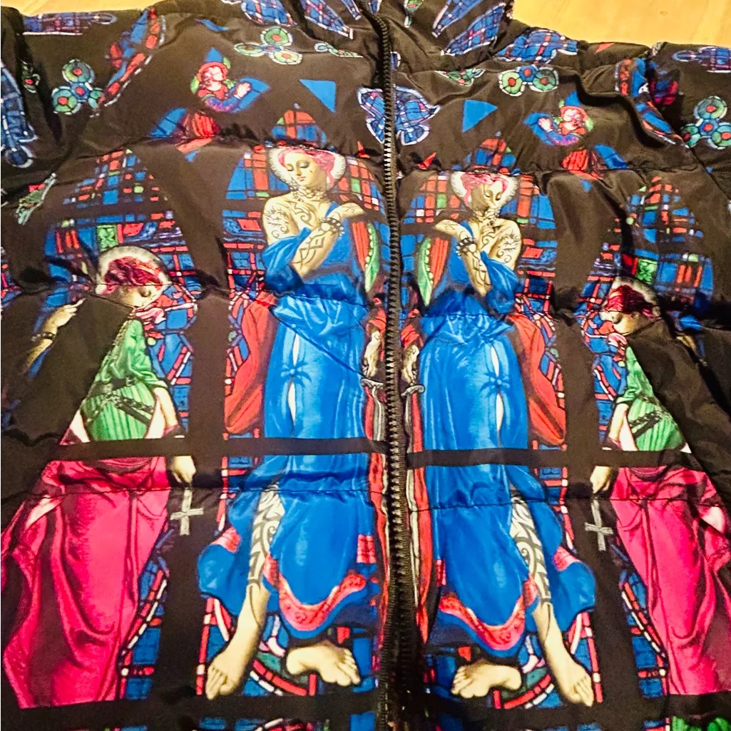 Current Mood Dolls Kill Stained Glass Puffer Jacket- Medium- Excellent Condition - Image 11