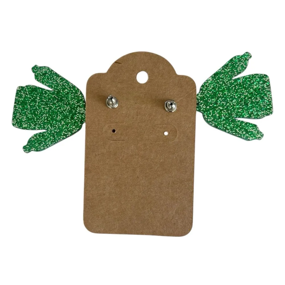 Acrylic Festive Glittery Santa Ugly Christmas Sweater Drop Earrings Green - Image 3