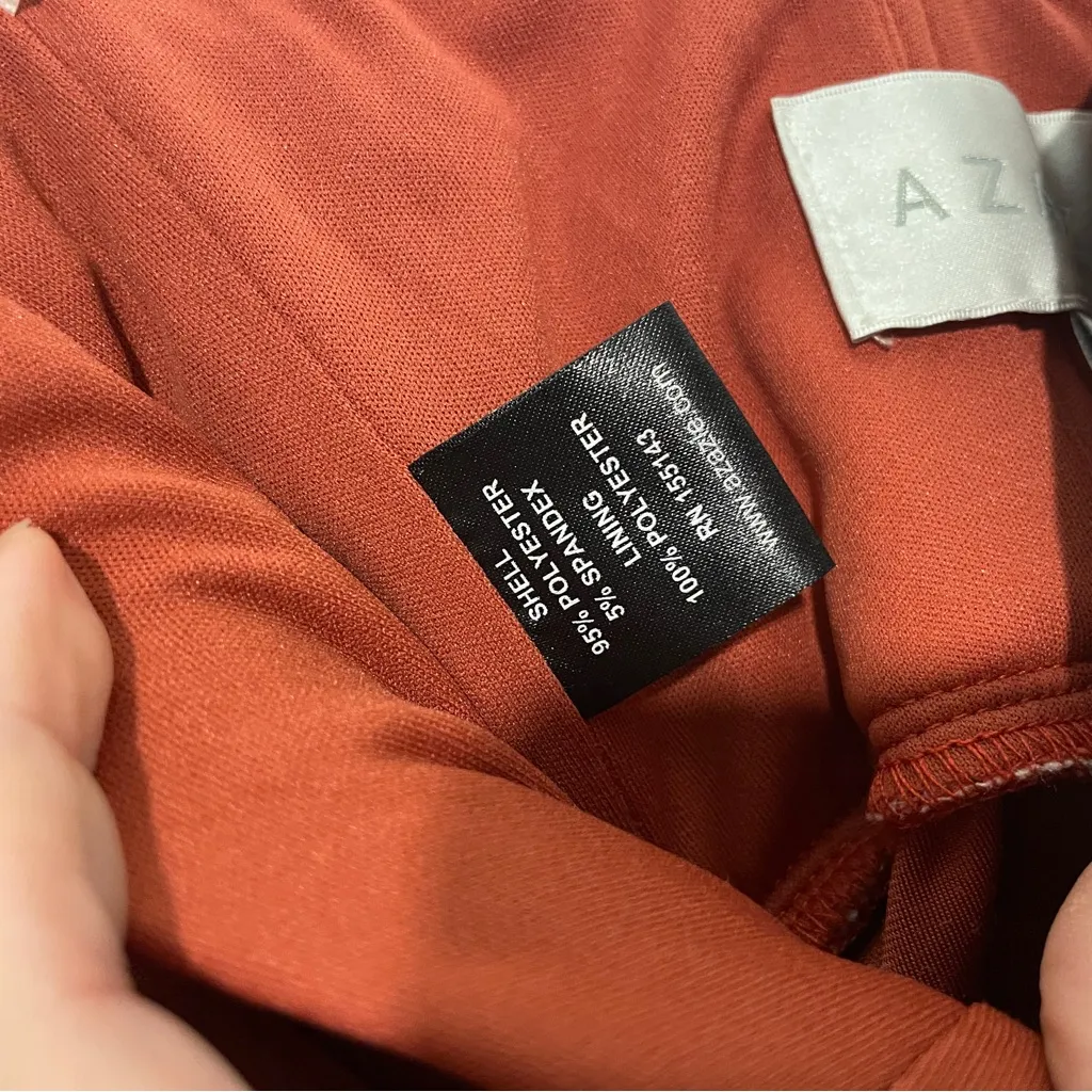 Azazie Sora Terracotta A-Line Halter Bow Velvet Floor Length Formal Dress A6 - Image 8