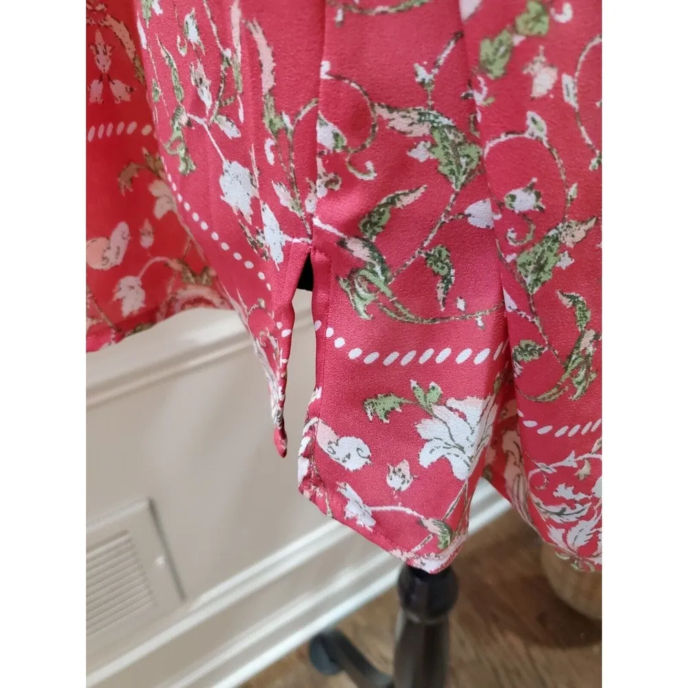 Soho Womens Pink Floral 100% Polyester Round Neck Sleeveless Top Blouse Size XL - Image 6