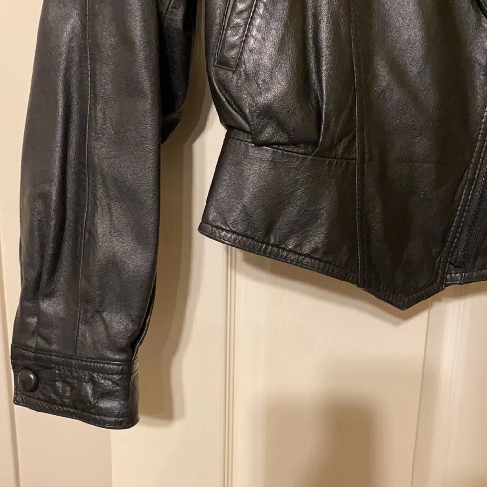 wilson's leather Vintage 90s  Thinsulate black leather moto jacket, size medium - Image 4