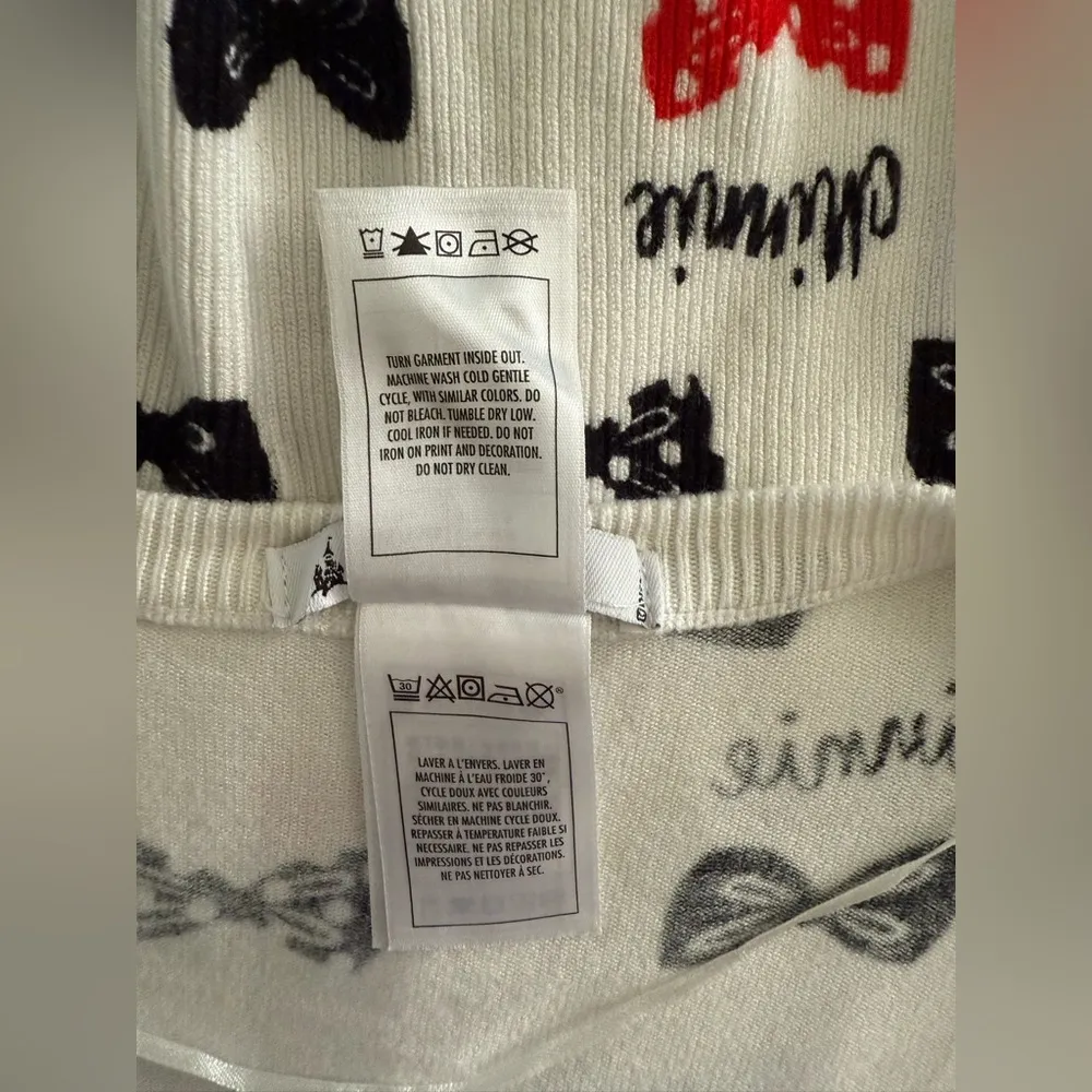 Disney Parks Womens Minnie Mouse Bow Button Cardigan Sweater Size L White Size L - Image 8