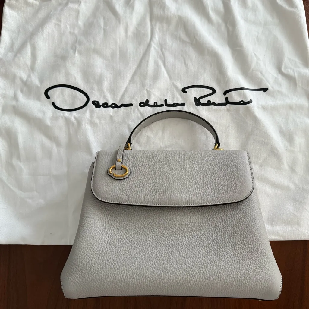 Oscar De La Renta The Poppy Bag in Pearl Grey - Image 10