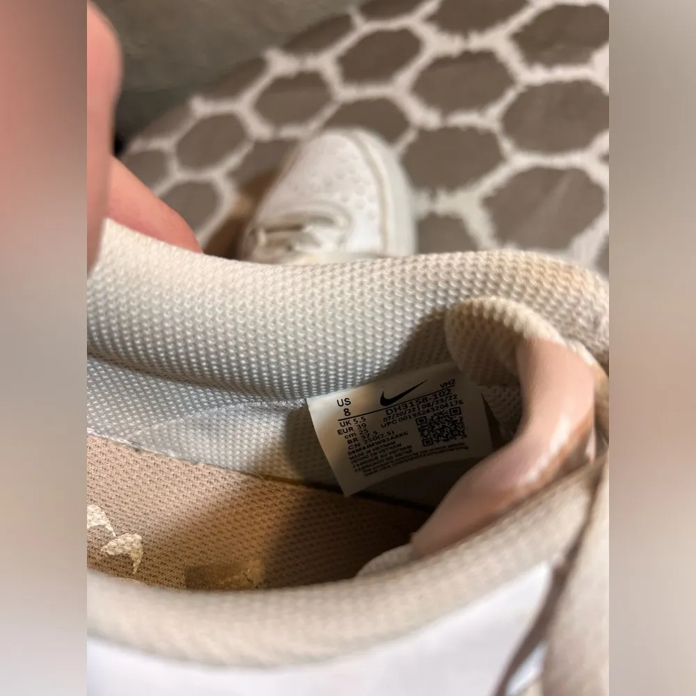 Nike White and Pink Retro Sneakers Court Vision  with Leather Upper gently worn - Image 7