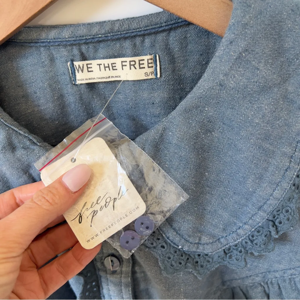 NWT Free People We The Free Baby Blues Summit Shirt in Blue - Image 9