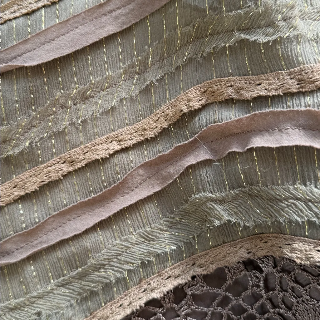 Sweet by Miss Me Tan and Brown fringe bohemian skirt with macrame details Size M - Image 7